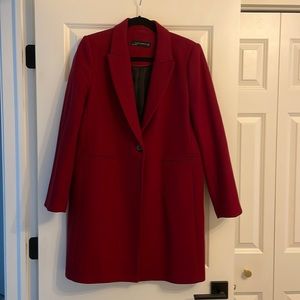 Zara Red Wool Coat. Size L.